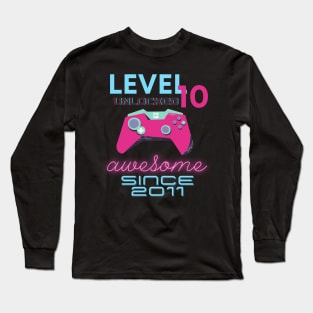 Level 10 Unlocked Awesome 2011 Video Gamer Long Sleeve T-Shirt